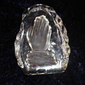 Vintage Glass Praying Hands Paper weight